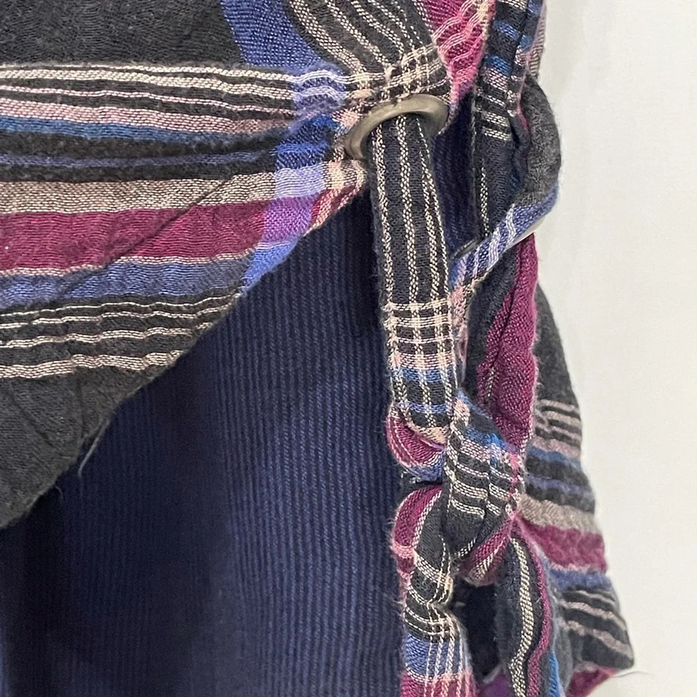 FREE PEOPLE Nordic Day Top Plaid Buttondown Oversized Purple Blue Shirt XS - Picture 13 of 16
